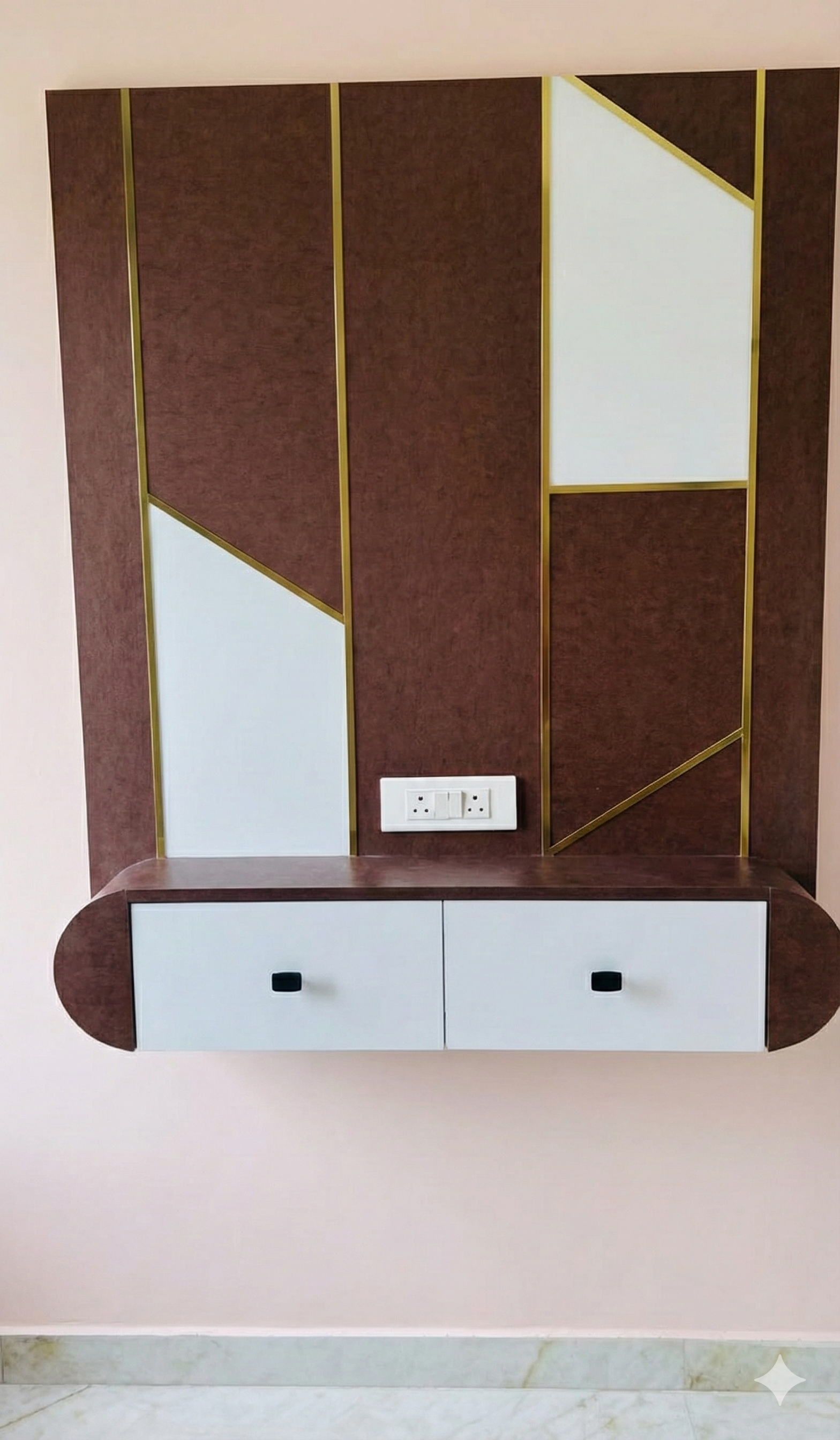 Floating Dressing Table with Geometric Panel