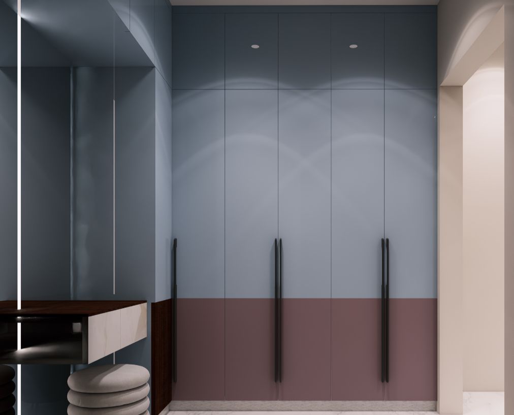 Two-Tone Wardrobe with Integrated Dresser