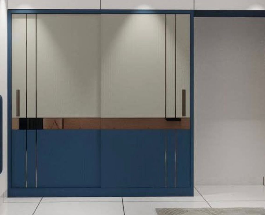Modern Blue Sliding Wardrobe