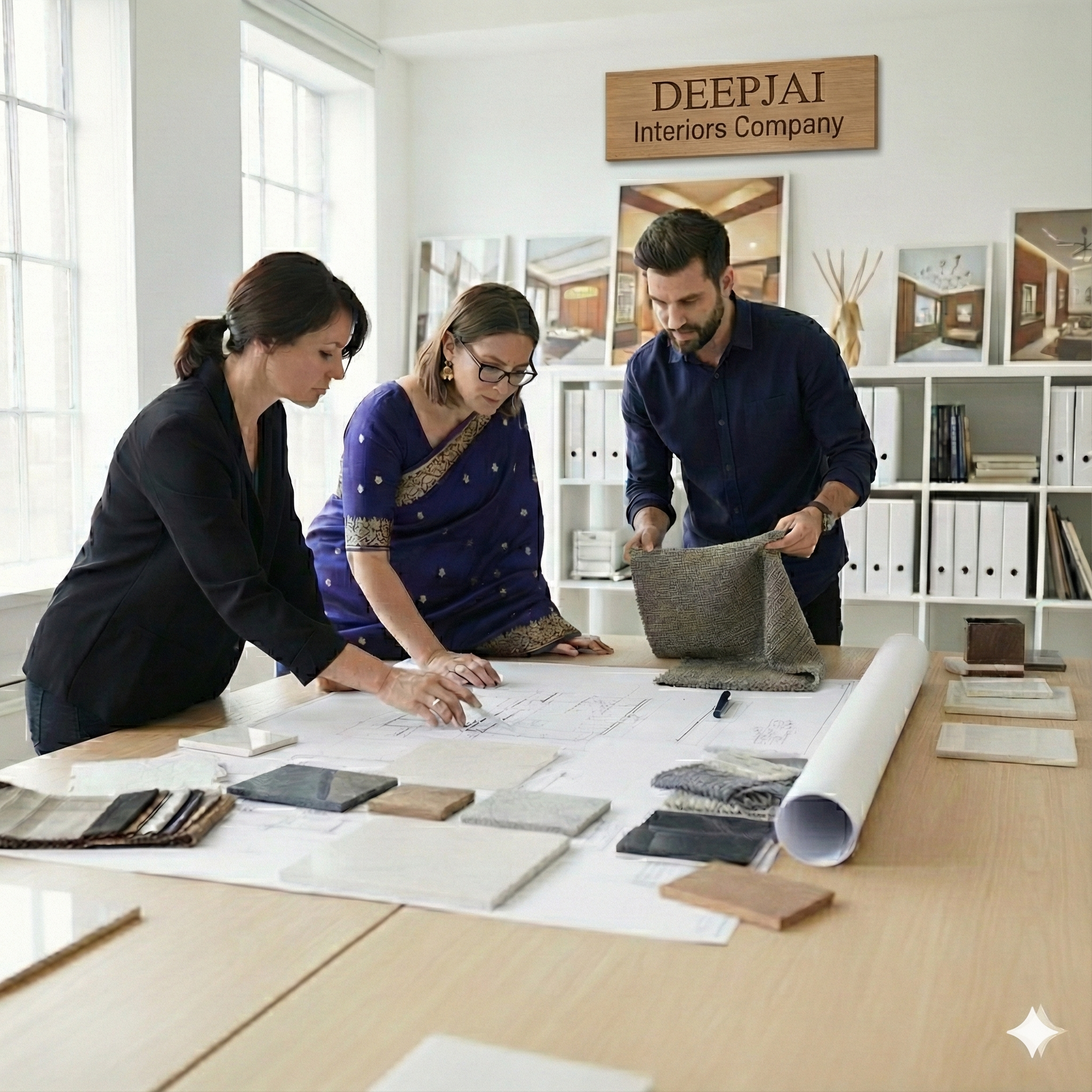 Designers working on a blueprint